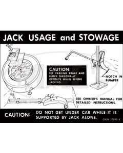 Trunk Jack Instructions Decal - Montego Fastback With StyledWheels