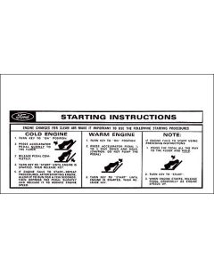 Sun Visor Starting Instructions Sleeve - Comet & Montego