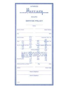 Decal - Authorized Mercury Dealers Service Policy