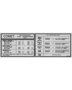 Tire Pressure Decal - Comet & Montego