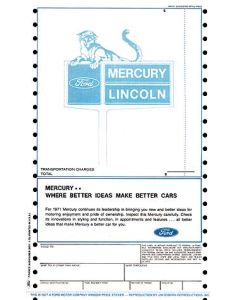 New Car Window Sticker - Mercury