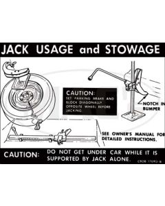 Jack Instructions Decal - Montego Fastback With Regular Wheels