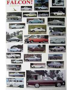 Falcon Poster - 23 x 25 - Depicts Classic Ford Falcons