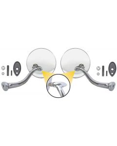 Outside Swan Neck Rear View Mirrors - Pair - Round Head - Left & Right