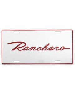 Logo License Plate / White With Red Ranchero