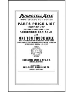 Model T Ford Ruckstell Parts List - 6 Pages - 3 Illustrations