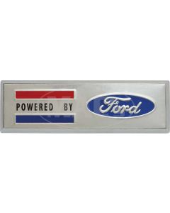 Custom Fender Emblem - Powered by Ford - Chrome Base With Brushed Aluminum Insert & Ford Oval In Red, White & Blue - 3MAdhesive Backed