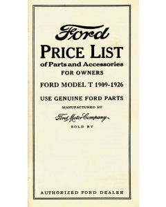 T Price List Of Parts And Accessory - 48 Pages - 46 Illustrations