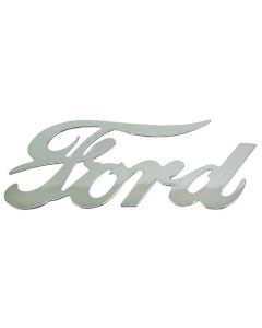 Die Cut Chrome Ford Script Logo, 8" X 3-1/2"