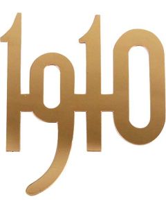 Model T Ford Radiator Year Script - 2 High - Gold-Plated Brass - 1910
