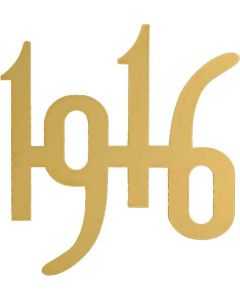 Model T Ford Radiator Year Script - 2 High - Gold-Plated Brass - 1916