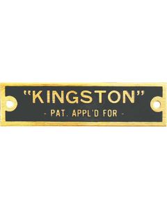 Model T Kingston Carburetor Data Plate, Brass Finish, 1909-1914