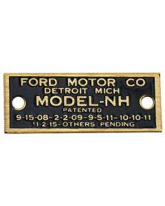 Model T Carburetor Data Plate, Holley NH, Brass Finish, 1916-1927