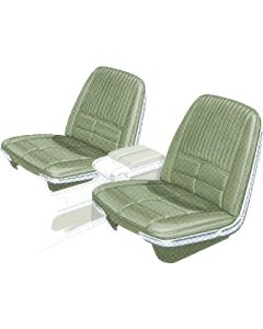 1966 Ford Thunderbird Front Bucket & Rear Bench Seat Covers, Full Set, Vinyl, Light Ivy Gold (Green) #48, Trim Code 28, Without Reclining Passenger Seat