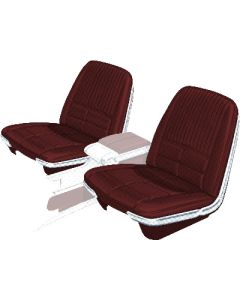 1966 Ford Thunderbird Front Bucket Seat Covers, Vinyl, Red #49, Trim Code 25, Without Reclining Passenger Seat