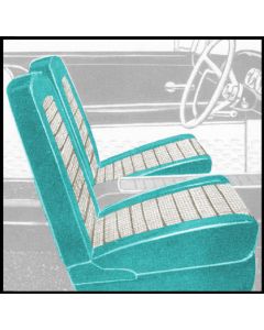 1959 Ford Thunderbird Front Bucket Seat Covers, Vinyl, Turquoise #11 & White #2, Trim Code 7X
