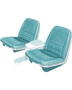 1966 Ford Thunderbird Front Bucket Seat Covers, Vinyl, Light Aqua #25, Trim Code 27, Without Reclining Passenger Seat