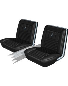 Seat Covers - Full Set Of Front Bucket & Rear Bench - Fairlane 500XL & GT Convertible - Black L-958 With Black L-2949 Inserts