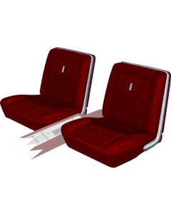 Seat Covers - Full Set Of Front Bucket & Rear Bench - Fairlane 500XL & GT Convertible - Red L-2920 With Red L-2954 Inserts