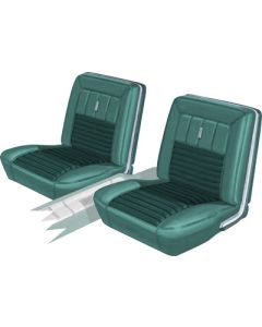 Seat Covers - Full Set Of Front Bucket & Rear Bench - Fairlane 500XL, GT & 2 Door Hardtop - Aqua (Turquoise) L-2929 With Dark Aqua L-2951 Inserts