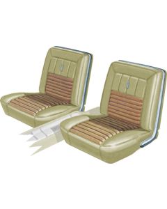 Seat Covers - Full Set Of Front Bucket & Rear Bench - Fairlane 500XL, GT & 2 Door Hardtop - Parchment L-2613 With Parchment L-2945 Inserts