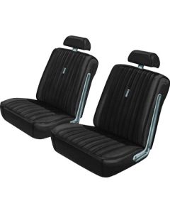 Seat Covers - Full Set Of Front Bucket & Rear Bench - Torino 2 Door Hardtop & Fastback - Black L-3722 With Black L-3437Inserts