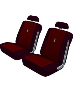 Seat Covers - Full Set Of Front Bucket & Rear Bench - Torino 2 Door Hardtop & Fastback - Maroon L-3724 With Maroon L-3440 Inserts