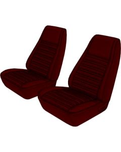 Seat Covers - Pair Of Front Bucket -  Torino 2-Door Hardtop, Fastback, Convertible or Ranchero - Maroon L-3724 With Maroon Simulated Comfortweave Inserts