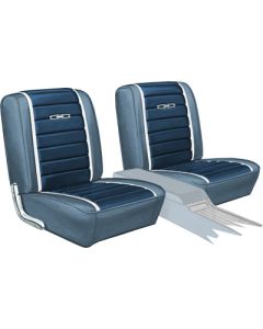 Seat Covers - Pair Of Front Bucket - Fairlane Sports Coupe - 2-Tone Blue L-2287 With Blue L-3297 Inserts