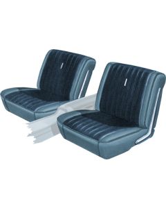 Seat Covers - Pair Of Front Bucket - Torino 2 Door Hardtop, Fastback or Convertible - Blue L-2287 With Dark Blue L-3435 Inserts