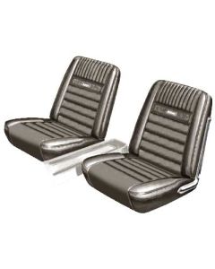 Ford Mustang Seat Cover Set - Front Buckets & Rear Bench - Emberglo L-2921 & Parchment L-2613 - Pony Interior - Embossed Running Horses On The Backres