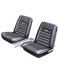 Ford Mustang Seat Cover Set - Front Buckets & Rear Bench - Black L-958 - Pony Interior - Embossed Running Horses On TheBackrest - Fastback