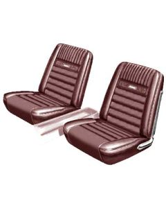 Ford Mustang Seat Cover Set - Front Buckets & Rear Bench - Dark Red Or Maroon L-2920 - Pony Interior - Embossed RunningHorses On The Backrest - Fastb