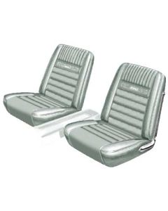 Ford Mustang Seat Cover Set - Front Buckets & Rear Bench - White L-2290 - Pony Interior - Embossed Running Horses On The Backrest - Fastback
