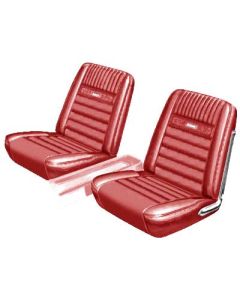 Ford Mustang Seat Covers - Front Buckets Only - Red L-957 -Pony Interior - Embossed Running Horses On The Backrest - All Body Styles