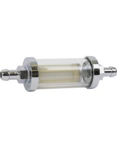 Chrome Universal 5/16" Inline Fuel Filter with Glass Body