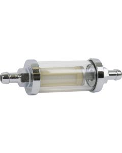 Inline Fuel Filter - Universal Style - 5/16 Inlet & Outlet - Chrome With Glass Body
