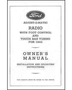 Radio Installation Handbook - 8 Pages - Ford