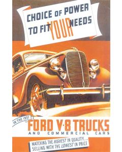 Sales Brochure - Fold-Out Style - Ford Flathead V8 Truck & Commercial Car