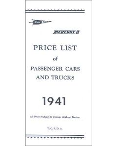 Price List Of Passenger Cars & Trucks - Fold-out Style - Ford & Mercury
