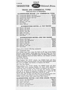 Ford Truck & Commercial Advertised Delivery Price List