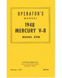 Operator's Manual, 1948 Mercury V8, Model 89M - 24 Pages