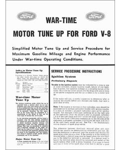 War Time Motor Tune Up For Ford V8s - 6 Pages