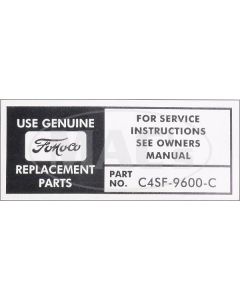 1964 Ford Thunderbird Air Cleaner Service Instruction