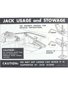 Jack Instructions Decal, 1969 Thunderbird