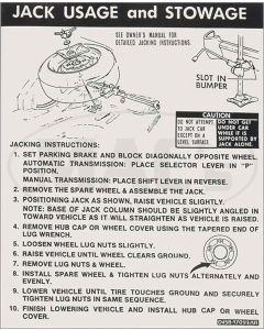1974 Ford Thunderbird Jacking Instructions Decal