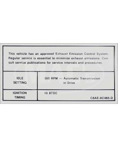 1968 Thunderbird Emissions Decal