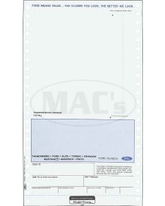 1976 Ford Thunderbird New Car Window Price Sticker