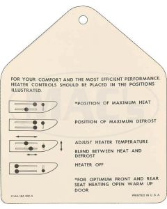 Instruction Tag, Heater, Galaxie, 1961