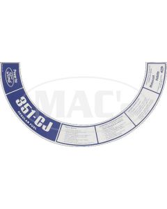 Air Cleaner Decal, 351 2V Ram Air, Ranchero, Torino, 1973